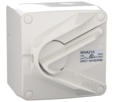 WHA210RG Weathershield Switch, 1-Gang, 2 Pole, 10AX, 250VAC, IP66